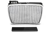 Grille de calandre pour Audi A4 B7 de 11/2004 a 03/2008 look Sport Argent et noir