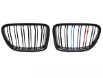 Grille de calandre avant BMW X1 E84 de 2009 a 2014 noir brillant + Tricolore