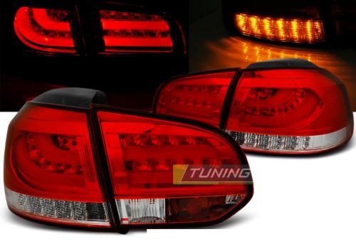 Paire de feux arriere VW Golf 6 08-12 rouge blanc led Bar