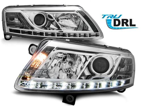 Paire de feux phares Audi A6 C6 04-08 Daylight DRL led chrome