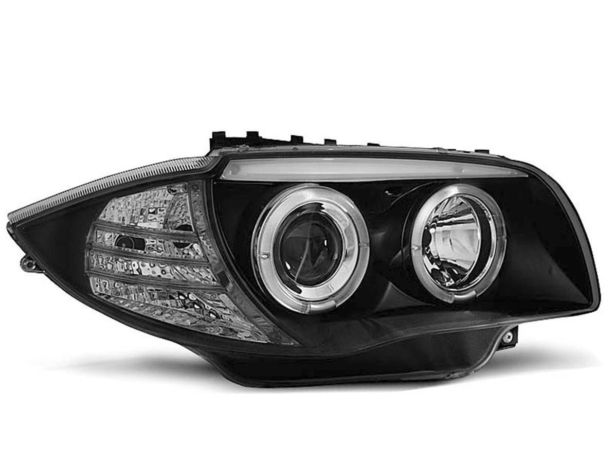 PHARES ANGEL EYES pour BMW E81 E87 04-11 Série 1 noir LED feux de