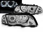 Paire de phares BMW serie 3 E46 Berline de 1998 a 2001 angel eyes led chrome