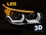 Paire de feux phares BMW serie 5 E60 /E61 03-07 Angel eyes led 3D Noir