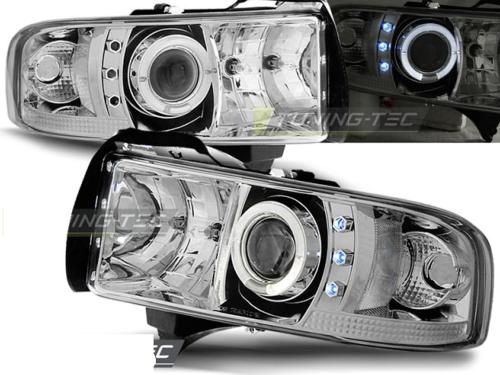 Paire de feux phares Dodge Ram 94-01 angel eyes chrome