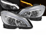 Paire de Phares Mercedes W204 de 2011 a 2014 LED LTI DRL Dynamique chrome