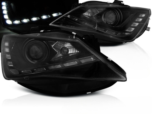 Paire de feux phares Seat Ibiza 6J de 2012 a 2015 Daylight led DRL noir