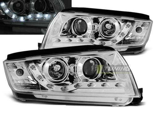 Paire de feux phares Skoda Fabia 99-08 Daylight led chrome