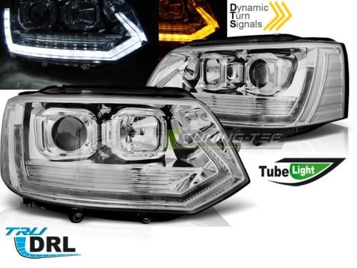 Paire de feux phares VW T5 10-15 DRL LTI LED Chrome