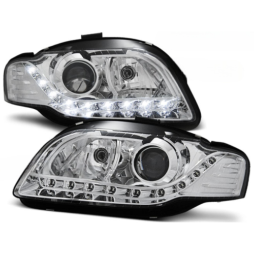 Paire de feux phares Audi A4 B7 de 2004 a 2008 Daylight led chrome