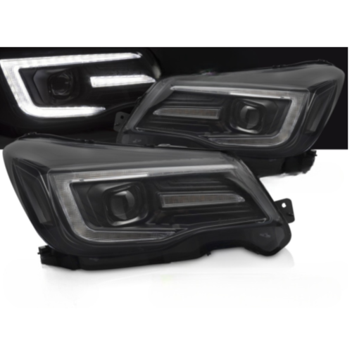 Paire Feux Phares Subaru Forester 13-18 LED DRL Dyn Noir