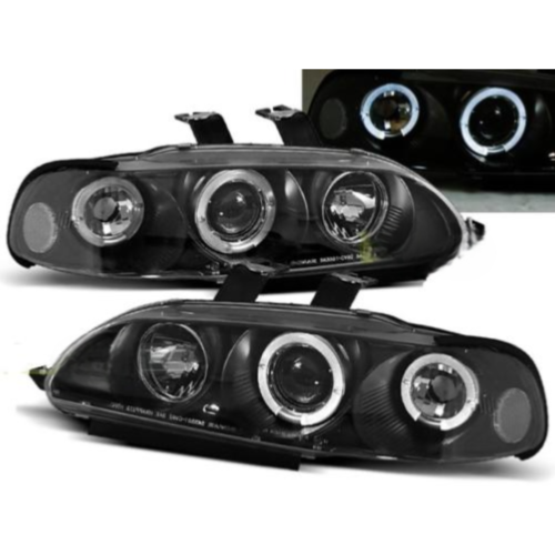 Paire de feux phares Honda Civic 91-95 2 et 3 portes angel eyes noir