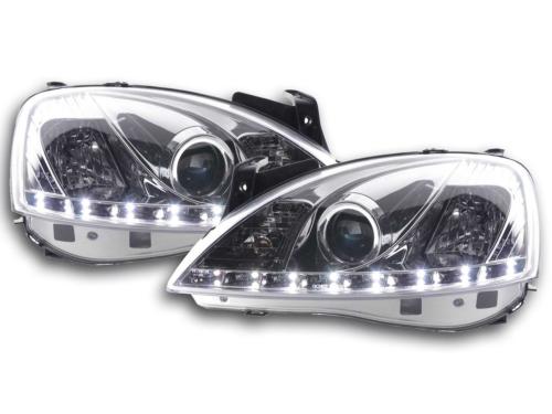 Paire de feux phares Daylight Led Opel Corsa C 01-06 Chrome