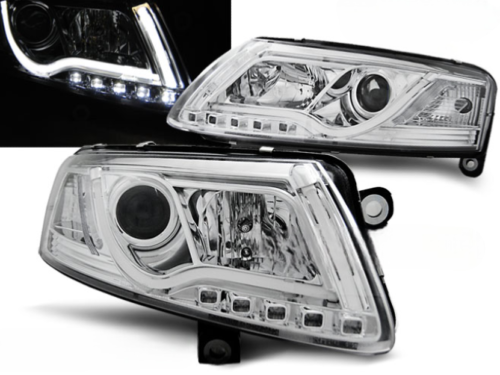 Paire de feux phares Audi A6 C6 de 2004 a 2008 Tube Light led LTI chrome