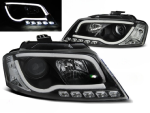 Paire de feux phares Audi A3 8P de 2008 a 2012 noir Tube Light LTI DRL