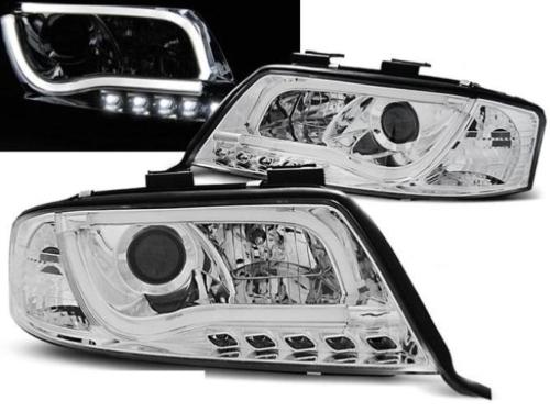Paire de feux phares Audi A6 de 2001 a 2004 chrome Tube Light DRL led
