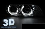 Paire de feux phares BMW serie 5 E39 95-03 Angel Eyes led 3D chrome