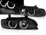 Paire de feux phares BMW serie 5 E39 de 1995 a 2003 Angel Eyes led 3D noir