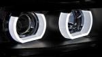 Paire de feux phares BMW serie 3 E90 / E91 05-08 xenon angel eyes led 3D noir