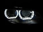 Paire de feux phares BMW serie 3 E92 / E93 06-10 angel eyes LED 3D DRL noir