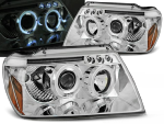 Paire de feux phares Jeep Grand Cherokee de 1999 a 05/2005 angel eyes chrome