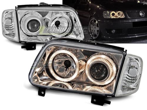 Paire de feux phares VW Polo 6N2 99-01 angel eyes chrome