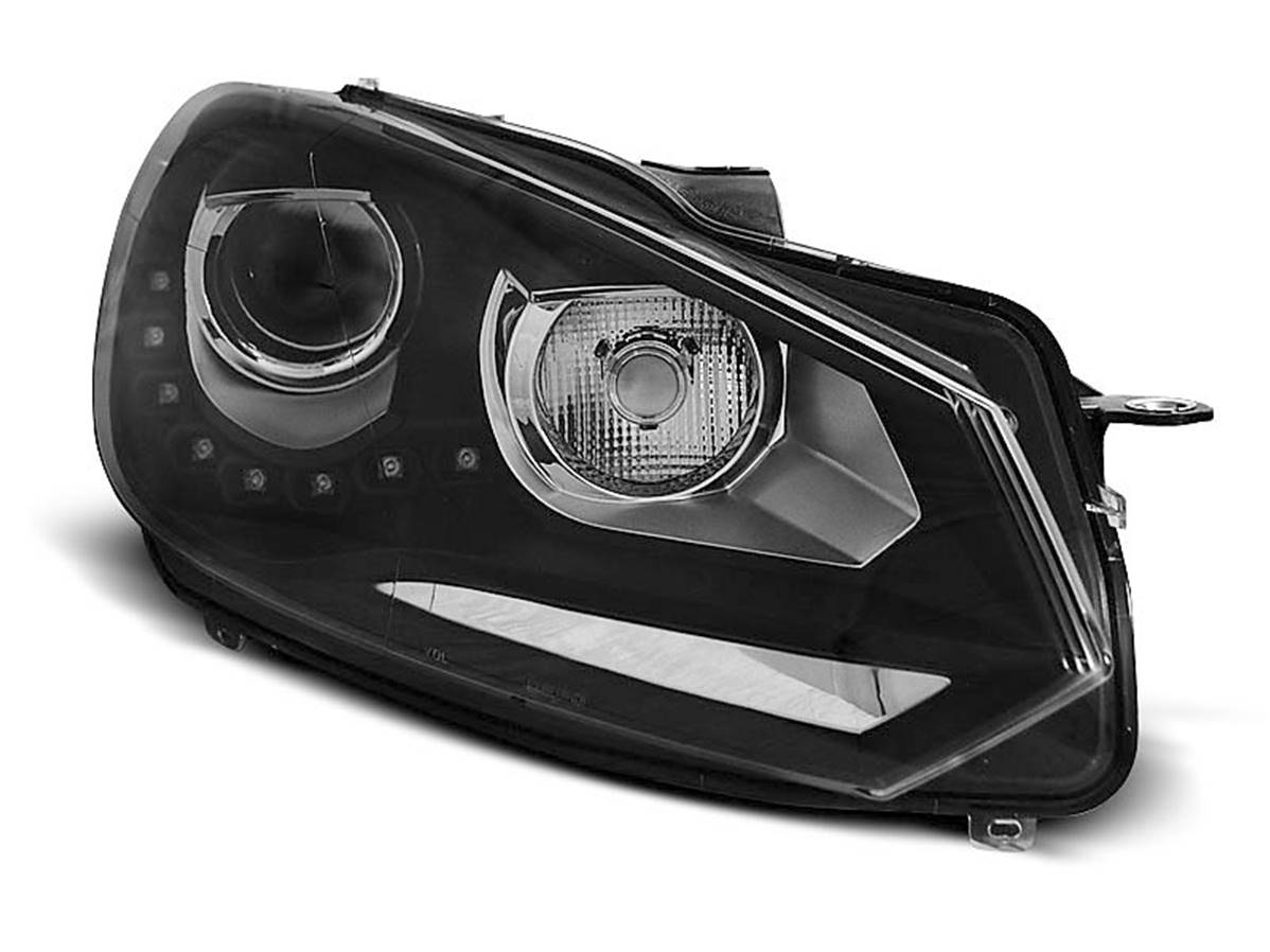 Paire de feux phares VW Golf 6 08-12 Daylight led DRL noir