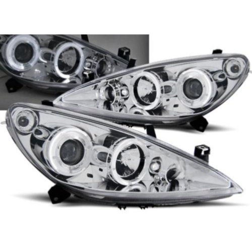 Paire de feux phares Peugeot 307 de 04/2001 a 06/2005 angel eyes chrome