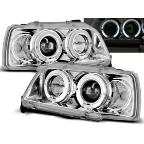 Paire de feux phares Renault Clio 90-95 angel eyes chrome
