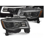 Paire de feux phares Jeep Grand Cherokee de 2016 a 2021 Tube Light Noir