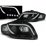 Paire de feux phares Audi A4 B7 de 2004 a 2008 Tube Light LTI DRL Led noir