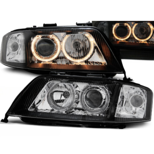 Paire de feux phares Audi A6 C5 de 1999 a 2001 angel eyes noir
