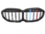 Grille de calandre avant BMW Serie 1 F40 de 2019 a 2024 Double barre noir brillant + tricolor