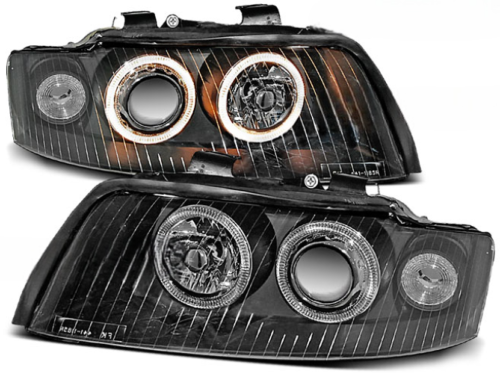 Paire de feux phares Audi A4 B6 de 2000 a 2004 angel eyes noir