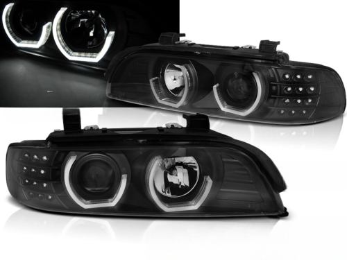 Paire de feux phares BMW serie 5 E39 de 1995 a 2003 Angel Eyes led 3D noir