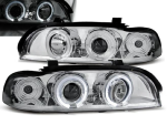 Paire de feux phares BMW serie 5 E39 de 1995 a 2003 angel eyes chrome
