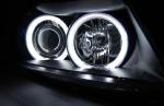 Paire de feux phares BMW serie 3 E90 / E91 de 2005 a 2008 angel eyes CCFL noir