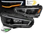 Paire de feux phares Mitsubishi Lancer 8 08-16 LED LTI cligno dyn -Noir