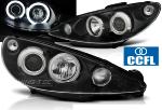 Paire de feux phares Peugeot 206 02-06 angel eyes CCFL noir