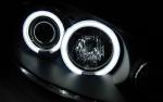 Paire de feux phares Peugeot 206 de 2002 a 2006 angel eyes CCFL noir - H7
