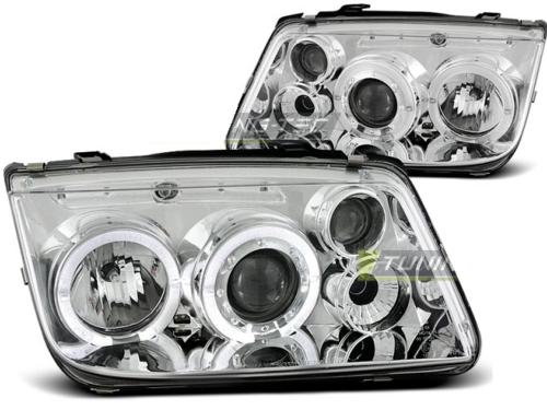 Paire de feux phares VW Bora 98-05 angel eyes chrome