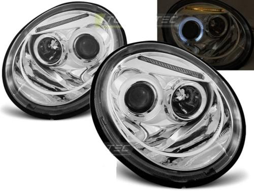 Paire de feux phares VW New Beetle 98-05 angel eyes chrome