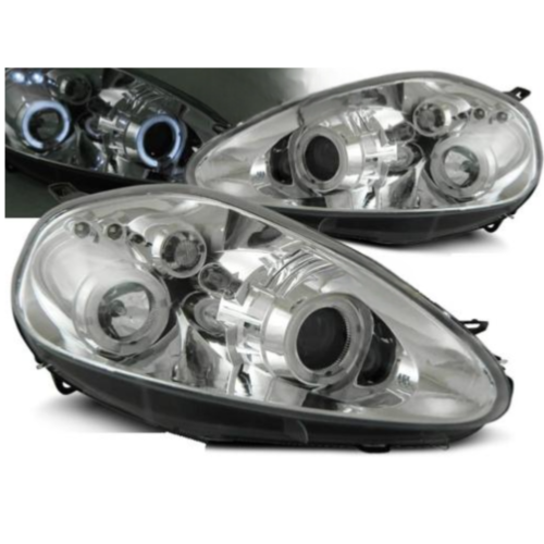 Paire de feux phares Fiat Grande Punto 05-08 angel eyes chrome