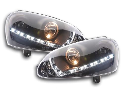 Paire de feux phares Daylight DRL Led VW Golf 5 de 03-08 Noir