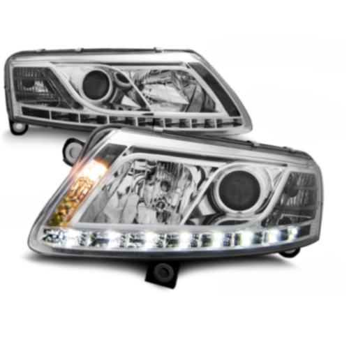 Paire de feux phares Audi A6 4F de 2004 a 2008 Daylight DRL led Xenon chrome