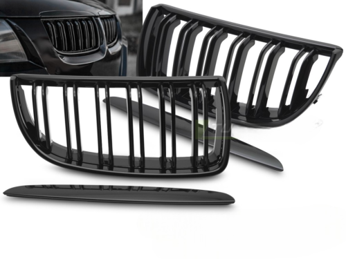 Calandre Avant BMW Serie 3 E90/E91 de 2005 a 2008 Noir Brillant Double Barres