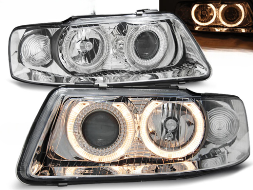 Paire de feux phares Audi A3 8L de 2000 a 2003 angel eyes chrome