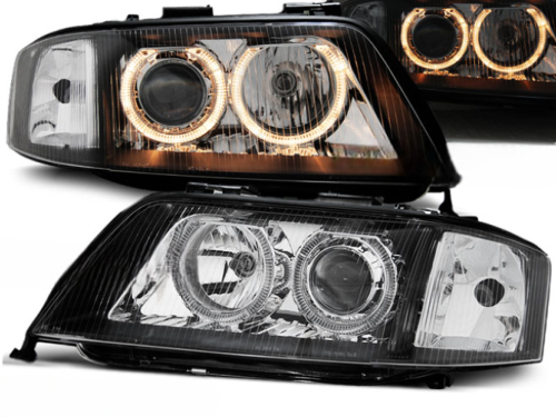 Paire de feux phares Audi A6 C5 de 1997 a 1999 angel eyes noir