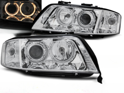 Paire de feux phares avant Audi A6 C5 de 2001 a 2004 angel eyes xenon chrome