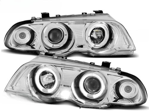 Paire de phares BMW serie 3 E46 Berline de 1998 a 2001 angel eyes chrome
