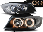 Paire de feux phares BMW serie 3 E90 de 2005 a 2008 angel eyes noir